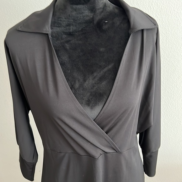 Dillards little black dress Sz 1X 3/4 sleeves crossed front - Picture 8 of 9